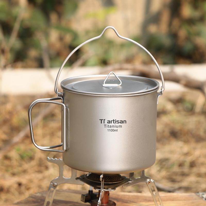 Camping Cooking Backpack - Tiartisan 티타늄 1.1L 캠핑 냄비 뚜껑과