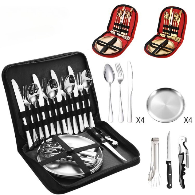Camping Cooking And Eating Set - 10/20pcs 스테인레스 스틸 야외 식기 세트