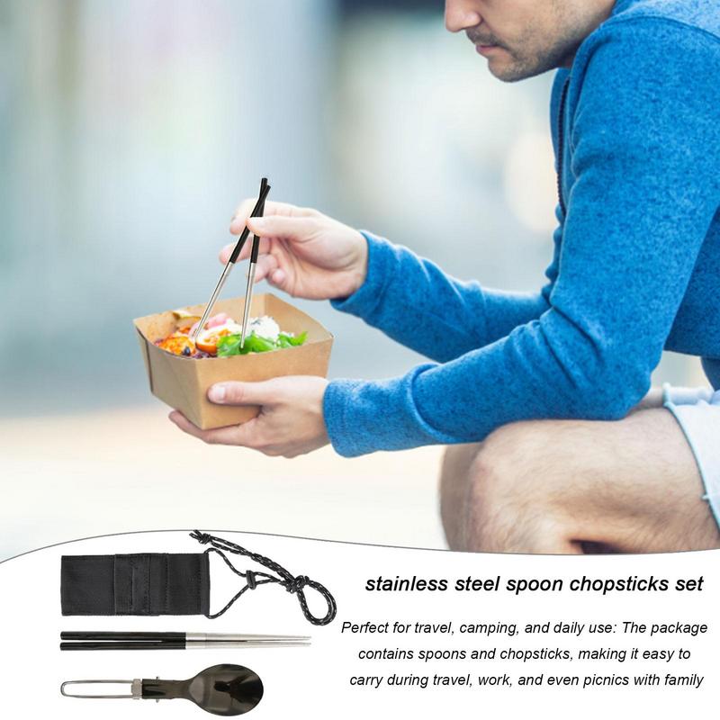 Camping Cooking And Eating Set - 접이식 숟가락 젓가락 여행 캠핑 식사