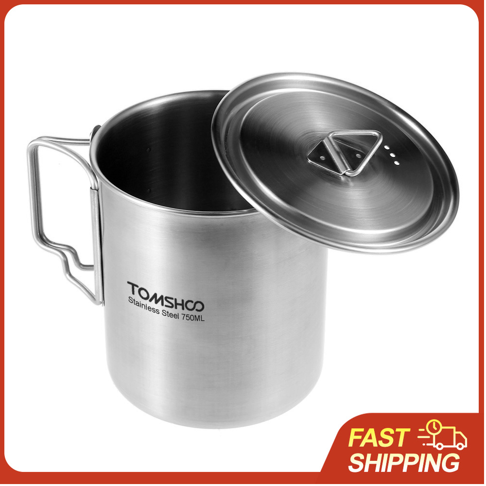 Camping Cooking Mesh - TOMSHOO 750ml 스테인레스 스틸 냄비 뚜껑과