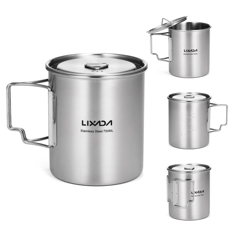 Camping Cooking Mesh - Lixada 야외 스테인레스 스틸 물컵 머그잔,