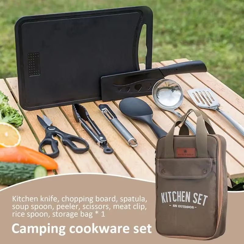 8pcs 캠핑 주방 조리기구 세트 휴대용 가방 야외 여 - Camping Cooking Rack 리뷰 및 가격