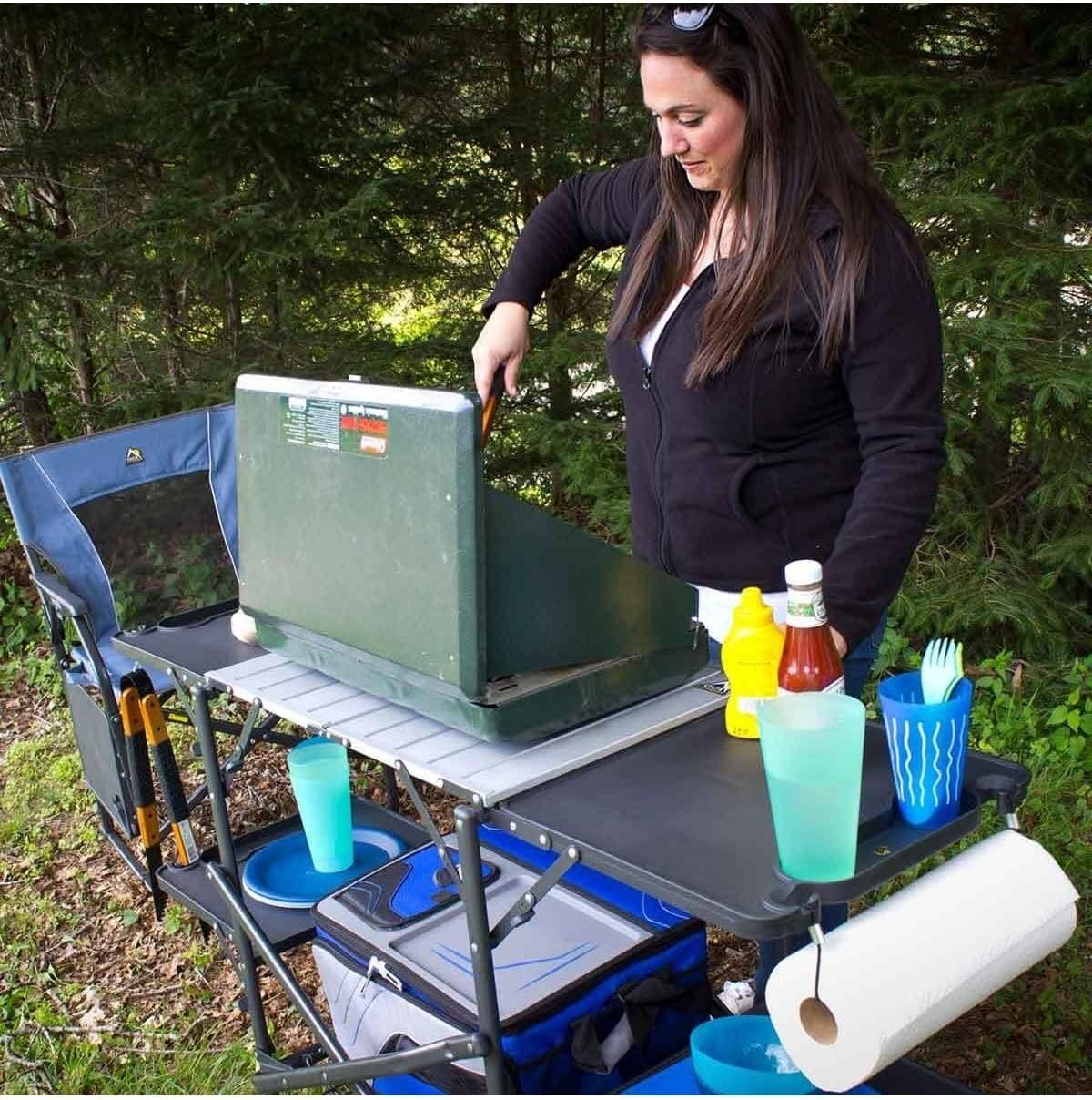 슬림형 접이식 휴대용 캠핑 키친 테이블, 내열 상판,  - Camping Cooking Rack 리뷰 및 가격