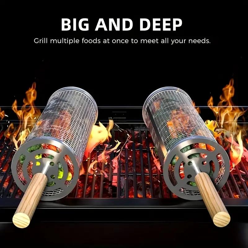 식품 등급 스테인리스 스틸 원형 회전 BBQ 그릴 바스 - Camping Cooking Rack 리뷰 및 가격