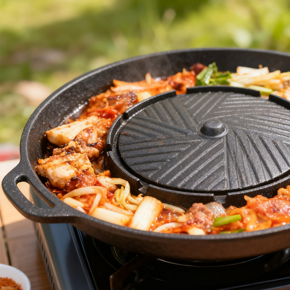 코선 한국식 바베큐 그릴 팬 2 in 1 원형 바베큐  - Camping Cooking Device 리뷰 및 가격
