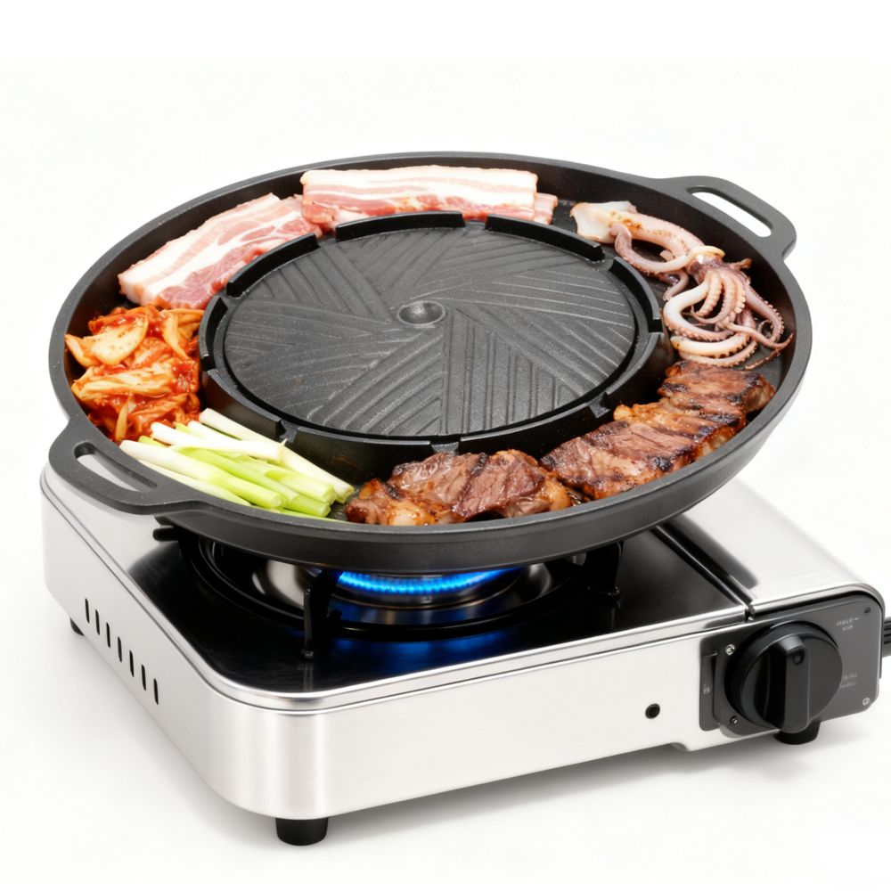 코선 한국식 바베큐 그릴 팬 2 in 1 원형 바베큐  - Camping Cooking Device 리뷰 및 가격