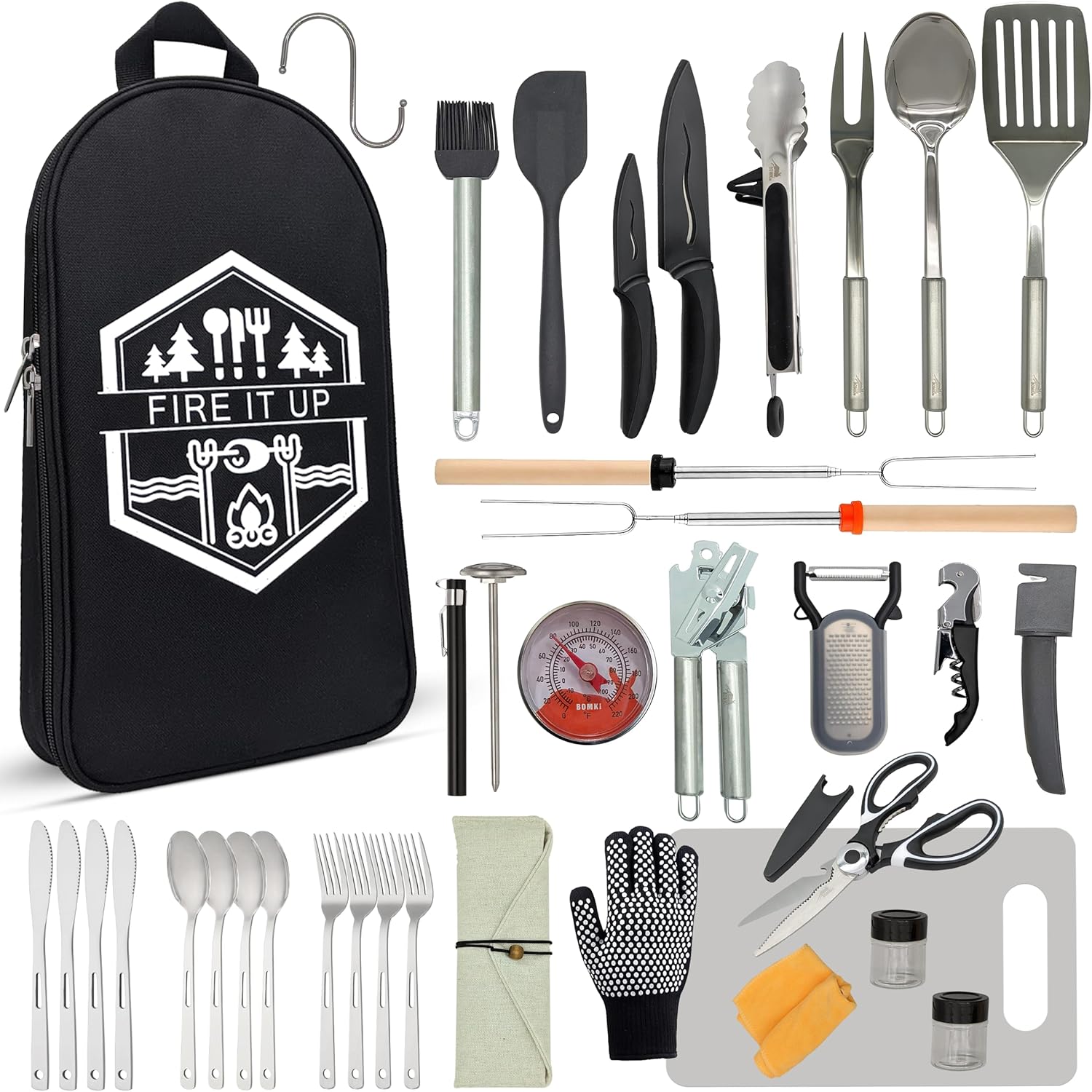 야외 그릴용 캠핑 바베큐 조리기구 세트 - 주방 조리기 - Camping Cooking Essentials Kit 리뷰 및 가격