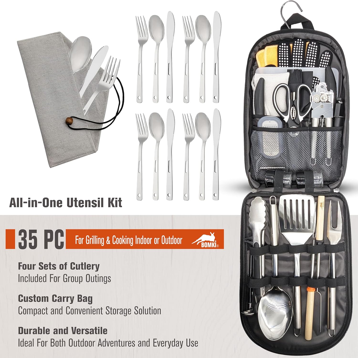 야외 그릴용 캠핑 바베큐 조리기구 세트 - 주방 조리기 - Camping Cooking Essentials Kit 리뷰 및 가격