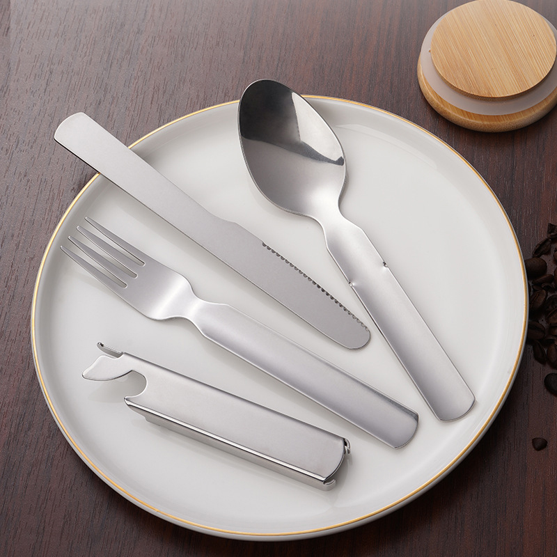 4 개/대 휴대용 스테인레스 스틸 조합 칼 식기 접이식 - Camping Cooking And Eating Set 리뷰 및 가격