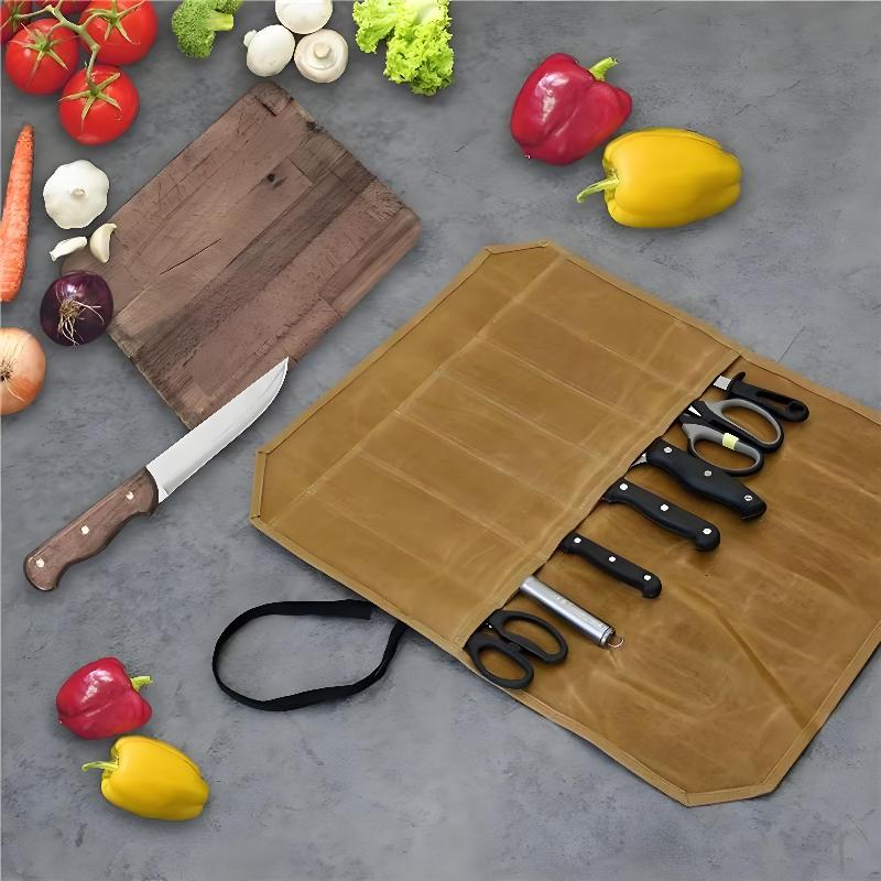 왁스 코팅 캔버스 셰프 나이프 롤 다용도 수납 슬롯 내 - Camping Cooking Rack 리뷰 및 가격