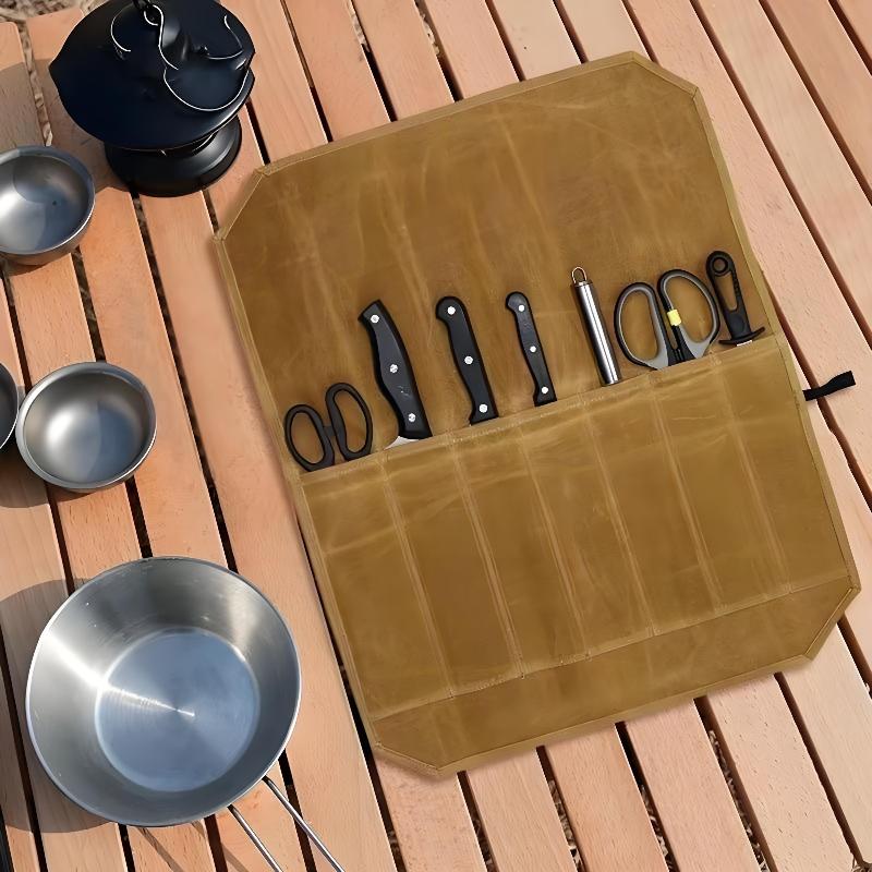 왁스 코팅 캔버스 셰프 나이프 롤 다용도 수납 슬롯 내 - Camping Cooking Rack 리뷰 및 가격