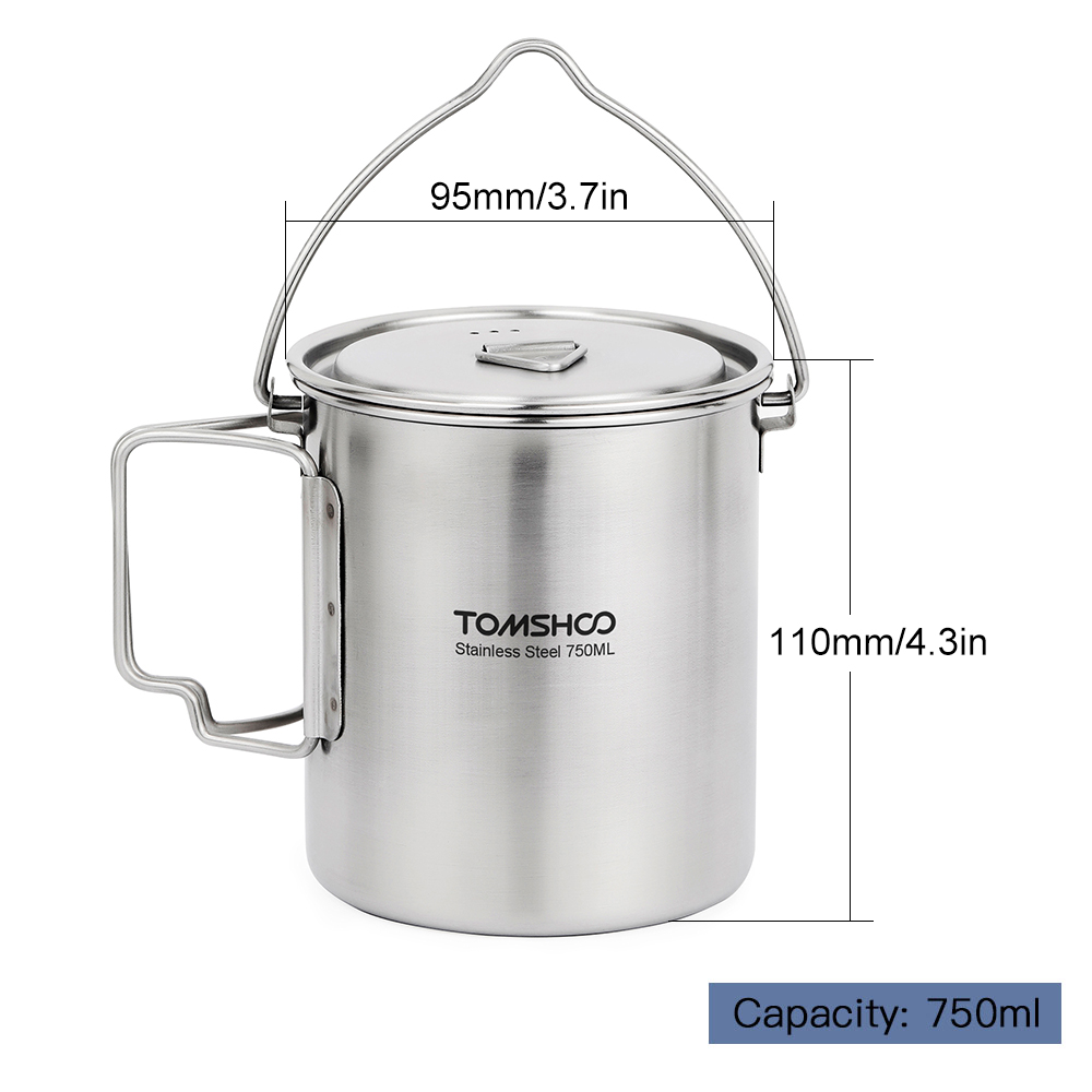 TOMSHOO 750ml 스테인레스 스틸 냄비 뚜껑과  - Camping Cooking Mesh 리뷰 및 가격