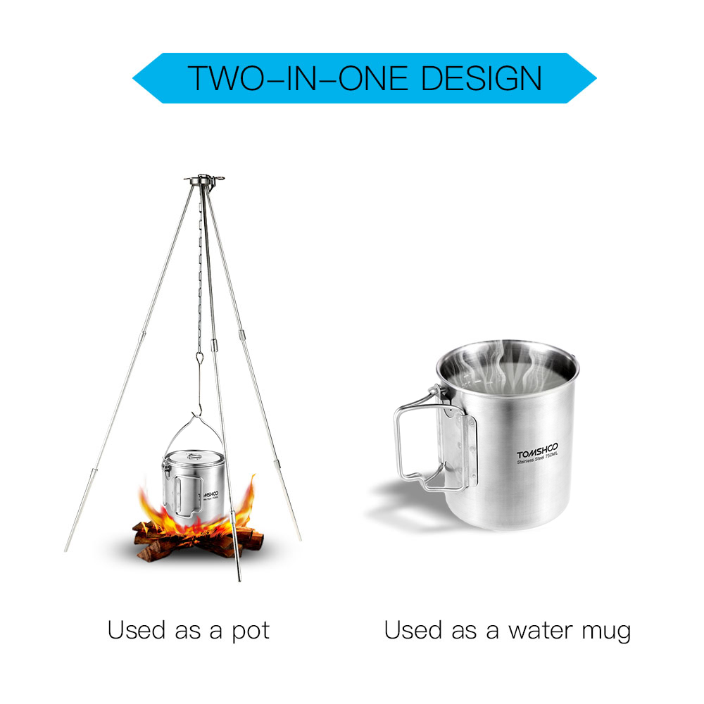 TOMSHOO 750ml 스테인레스 스틸 냄비 뚜껑과  - Camping Cooking Mesh 리뷰 및 가격