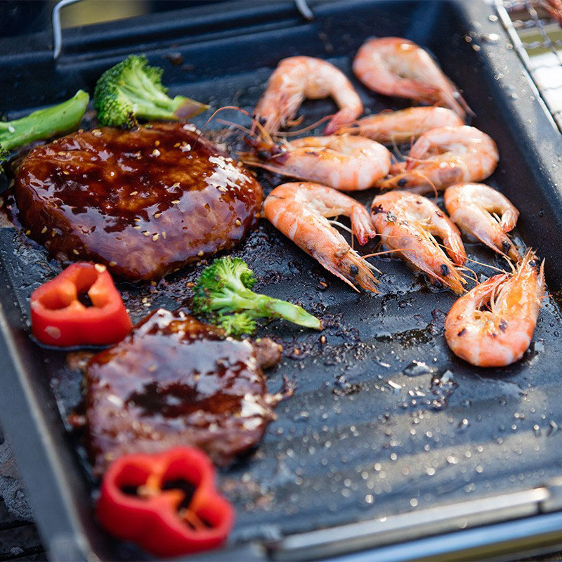 야외용 두꺼운 사각 그릴 팬, 손잡이 두 개, 휴대용  - Camping Cooking Device 리뷰 및 가격