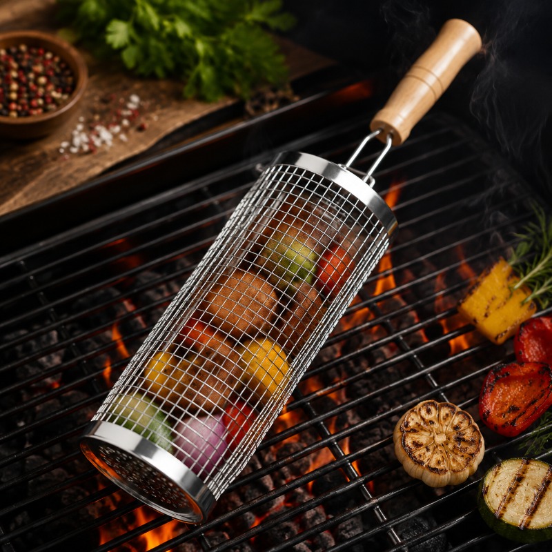 원형 바베큐 그릴 바구니 세트 스테인리스 스틸 롤링 스 - Camping Cooking Device 리뷰 및 가격