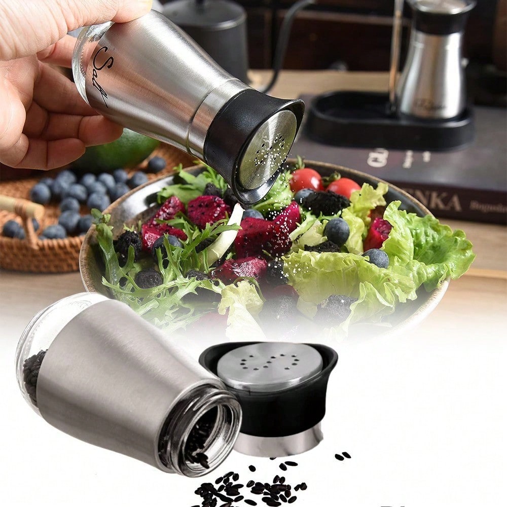 1 소금 후추 셰이커 4 Oz 유리 바닥 소금 스테인레 - Camping Cooking Gifts 리뷰 및 가격